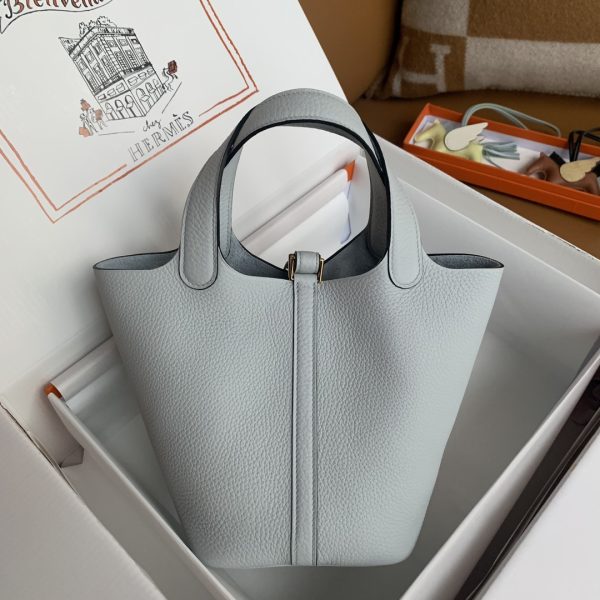 Hermès Picotin Lock 18 Blue Pale Clemence Gold Hardware